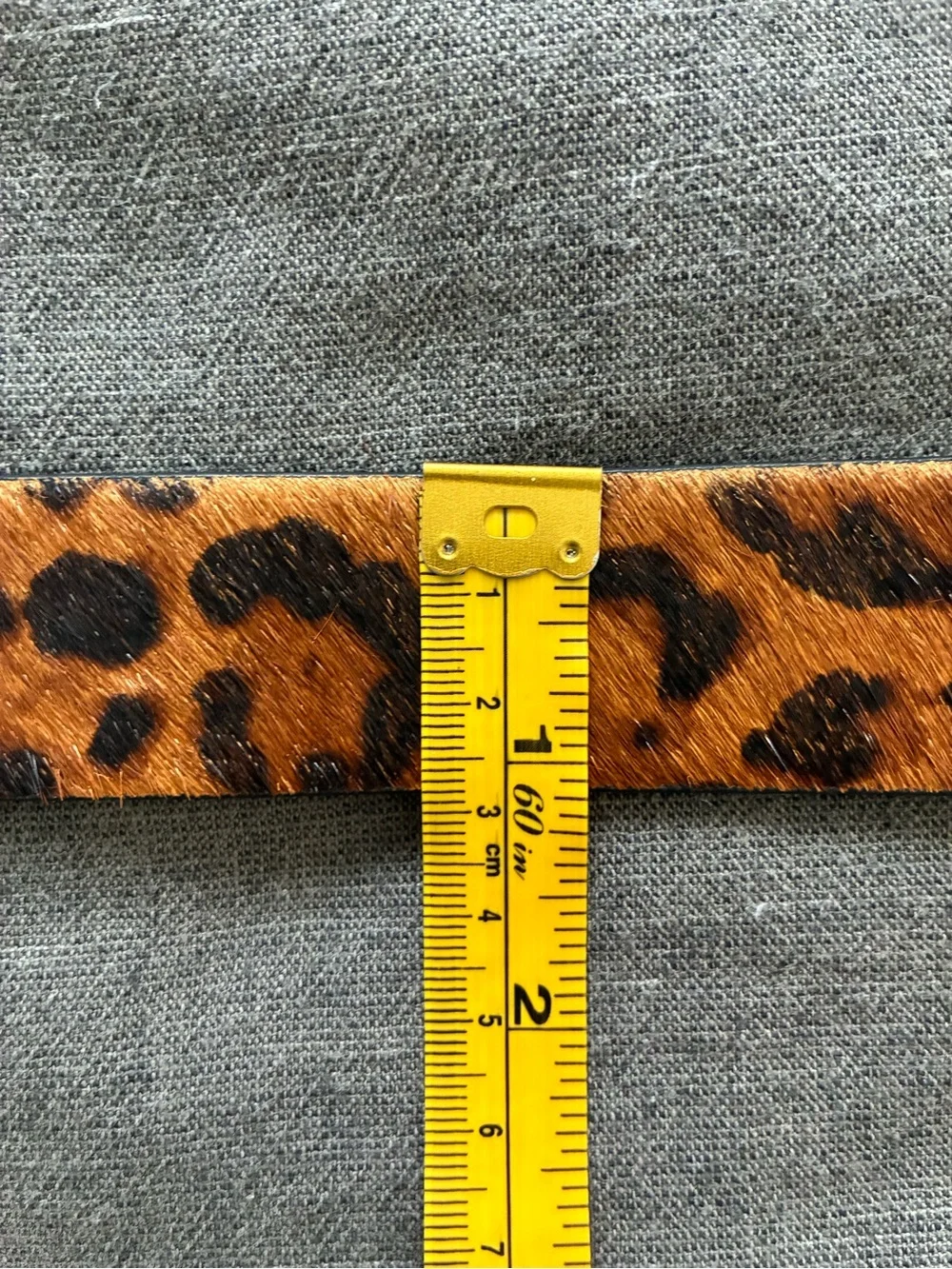 NA-KD Leather Leopard Print Calf Hair Belt with Gold Buckle
